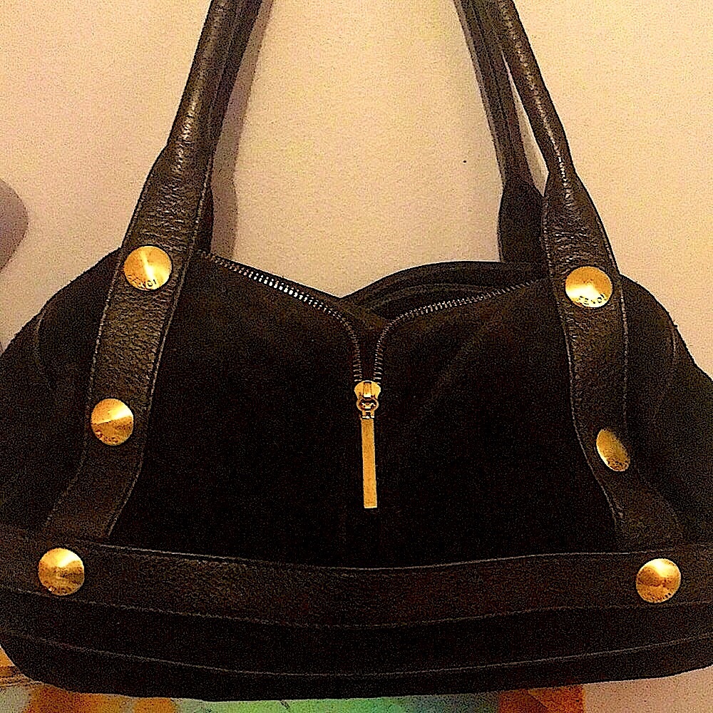 Auth Vintage Fendi Black Bag 3 sections